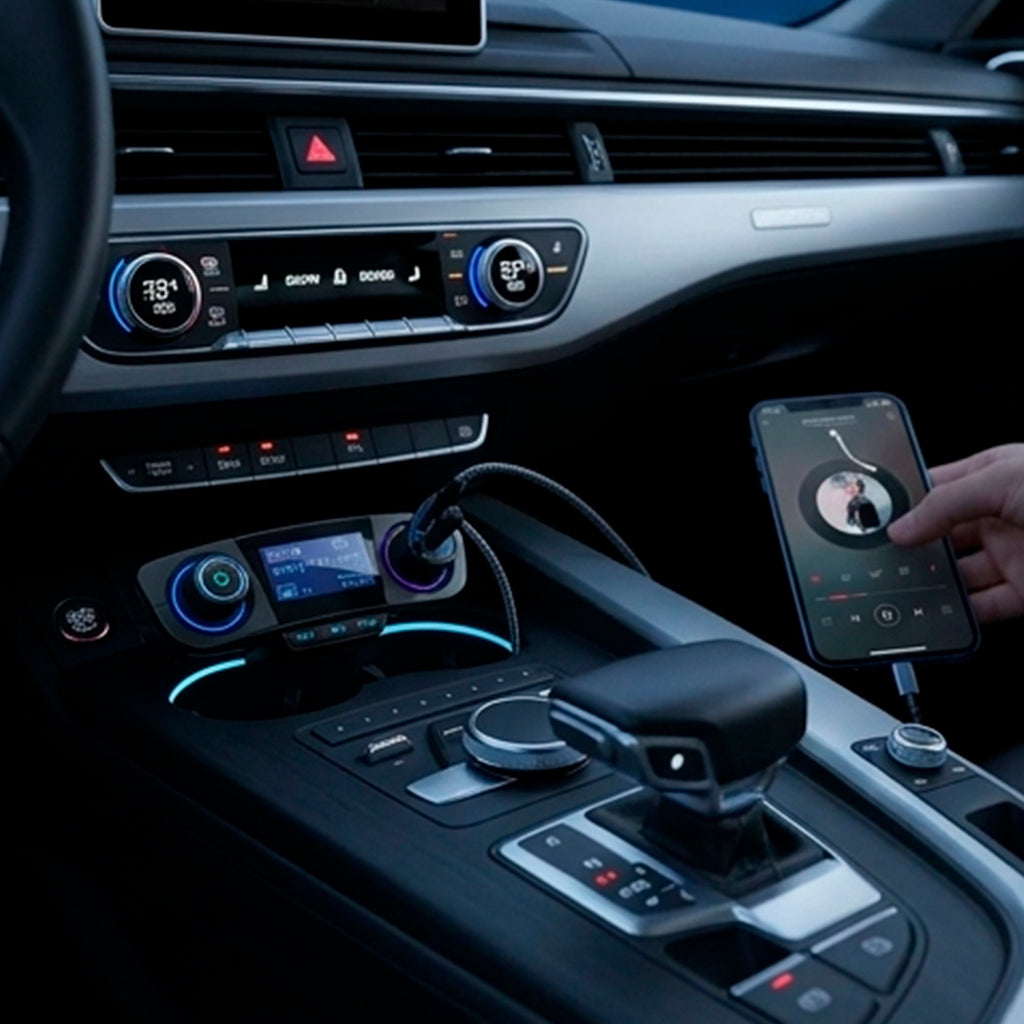 Transmisor para carro, FM y Bluetooth